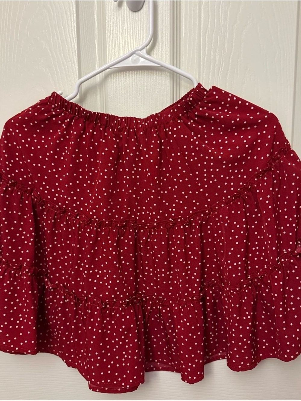 Women’s Red Polka Dot Ruffle Blouse